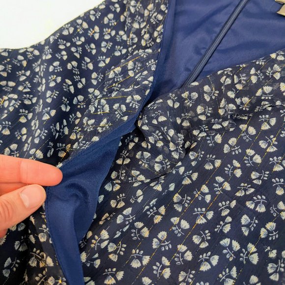 J.Crew Blue Point Sur Sparkle Indigo Floral Wide Leg Ruffle Romper/Jumpsuit - Picture 13 of 16